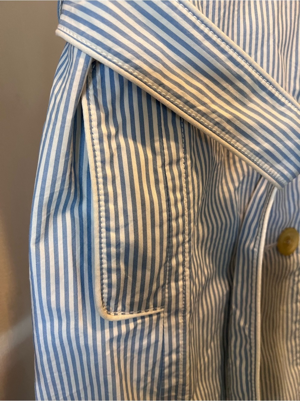 TOMMY HILFIGER Trench Coat Belted Striped Spring Jacket Classic - Picture 9 of 9